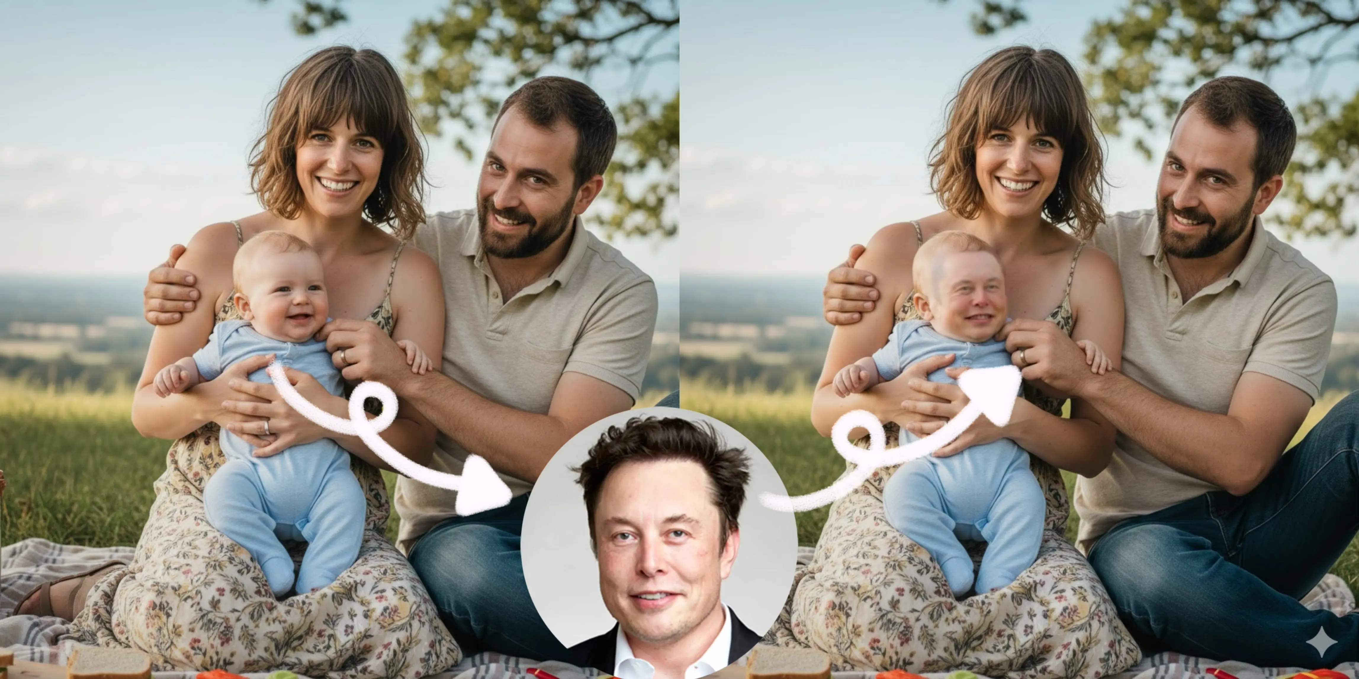 Multiple faces swap showing group photo with multiple faces swapped